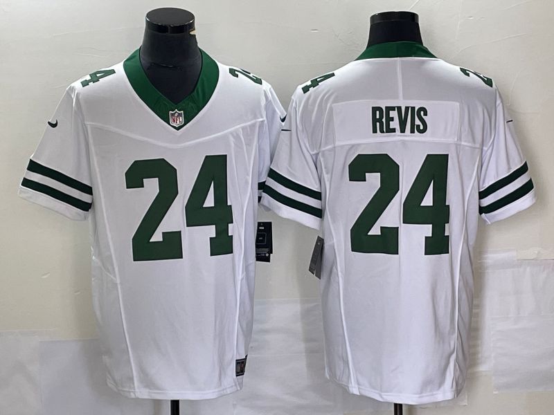 Men New York Jets 24 Revis White Nike Throwback Vapor Limited NFL Jersey